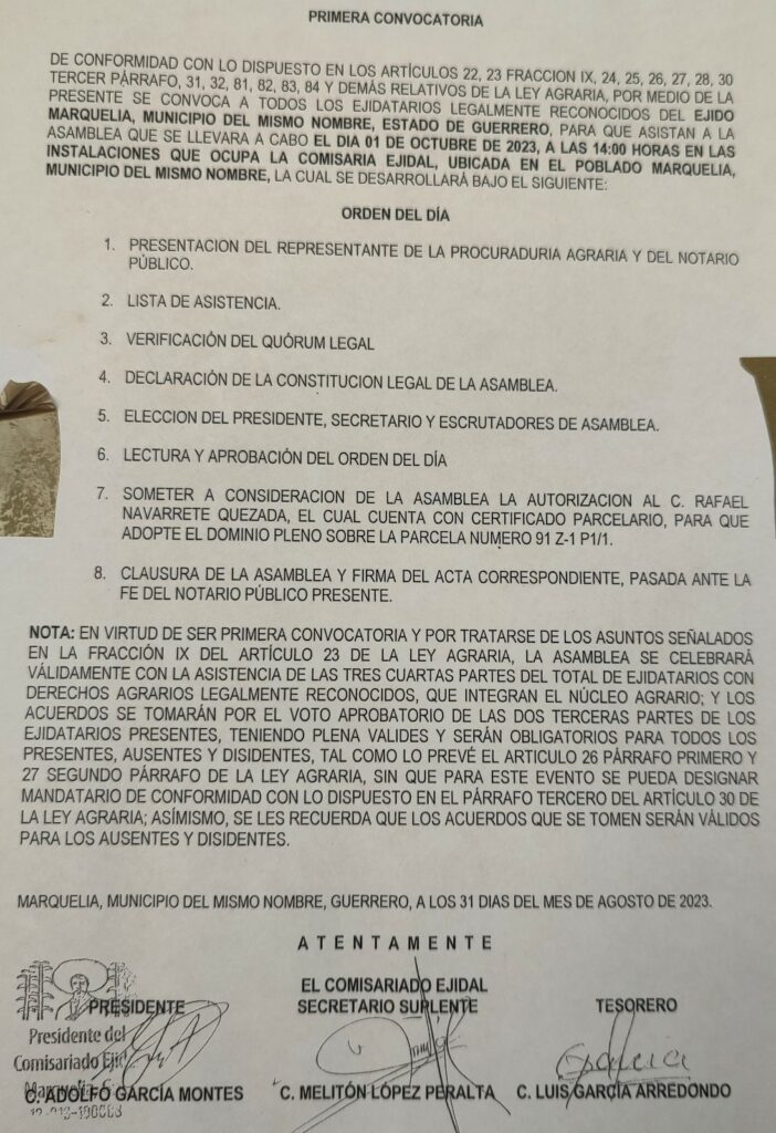 Realizarán dos asambleas en Marquelia de formalidades especiales - El ...