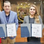 Firman rector y Evelyn Salgado convenio financiero 2025